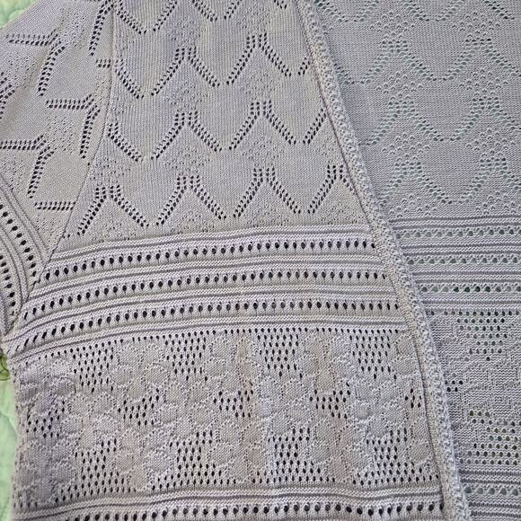 Alfred Dunner Women's Lavender Crocheted Knit Open Front Sweater Cardigan NWOT - Picture 4 of 7